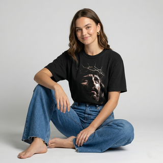 Crown of Thorns Christian t-shirt DTF printed graphic detail close view faith apparel